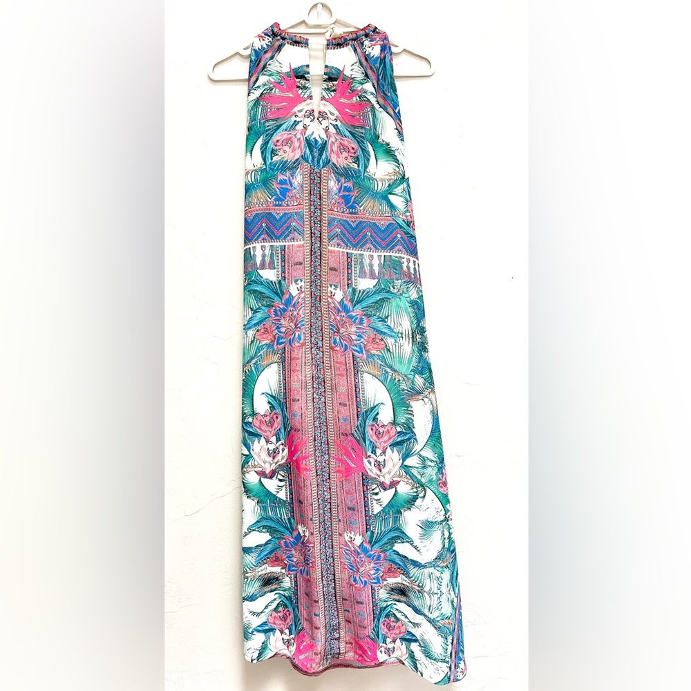 Flying Tomato Maxi Dress Floral Tropical Tassel Halter Lined Dress
